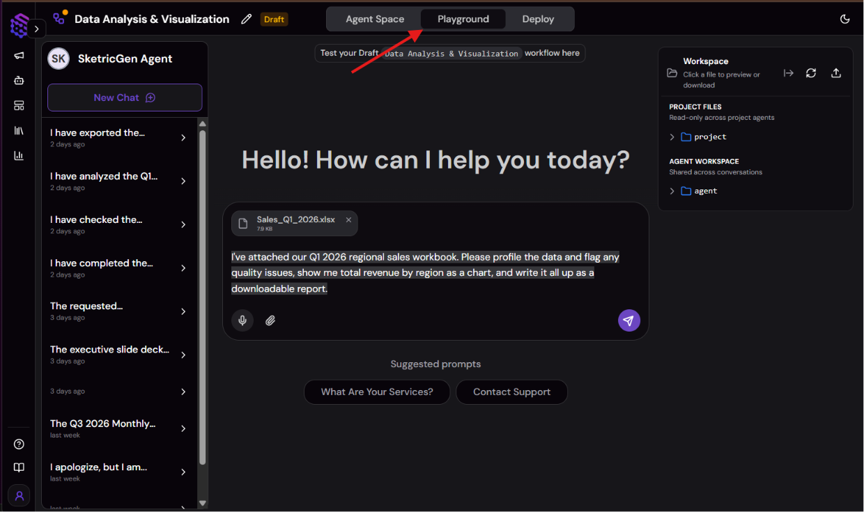 Screenshot of Test in the Playground with a real file