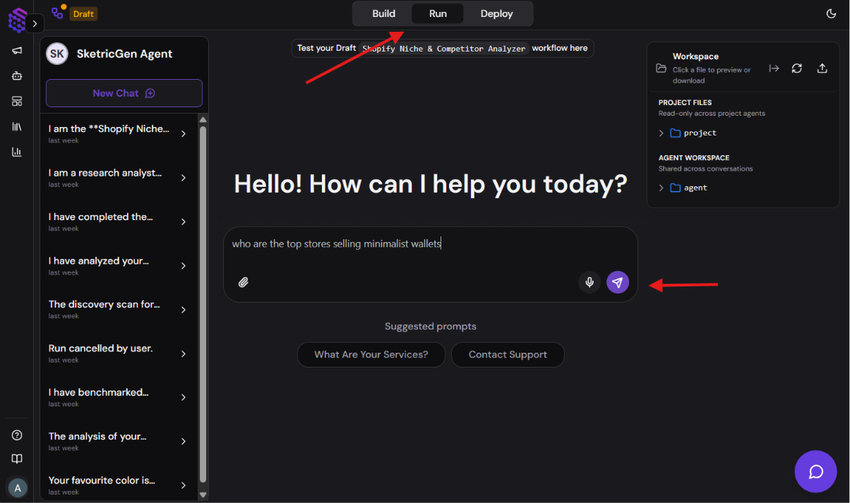 Run a real case prompt on shopify agent