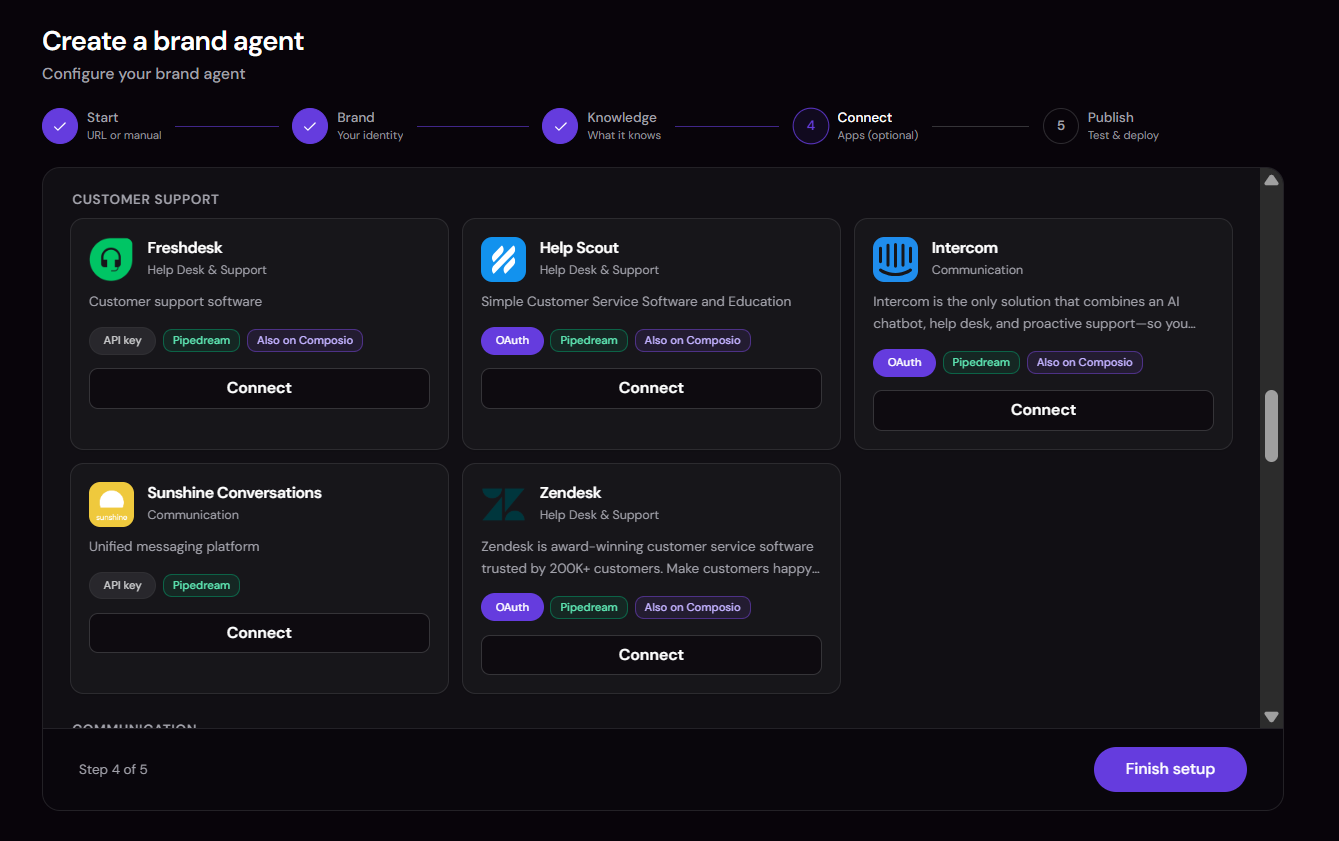 Additional Apps you want to connect